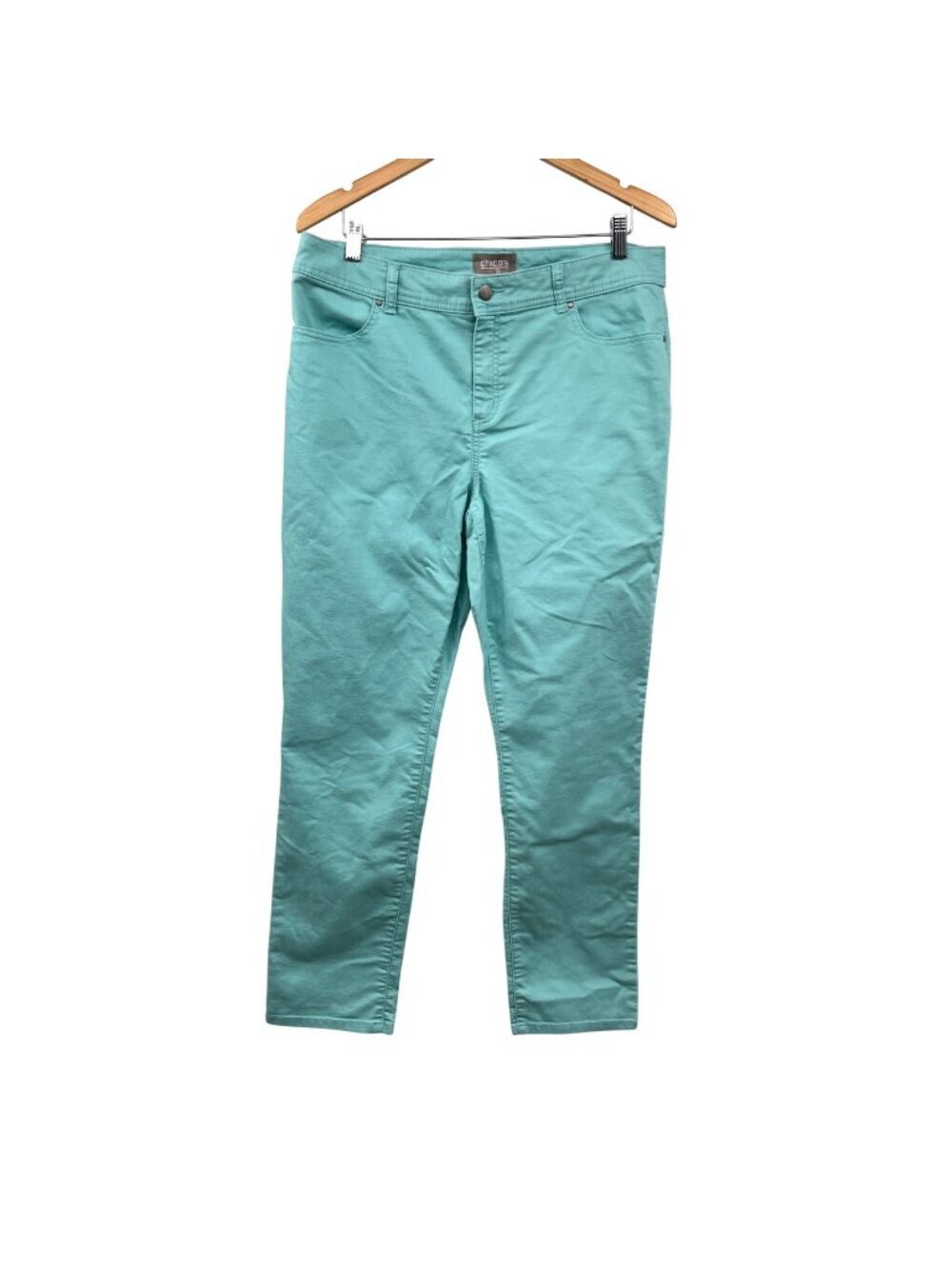 Chico's Womens Straight Leg Jeans High Rise Turquoise Size Large